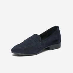 Mocassin marine éco-conçu en cuir velours