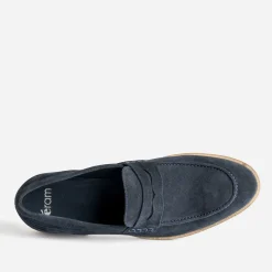 Mocassin marine cuir velours éco-conçu