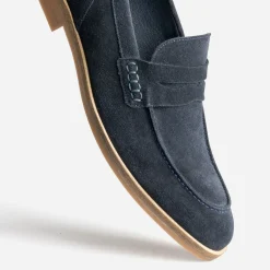 Mocassin marine cuir velours éco-conçu