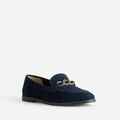 Mocassin marine cuir velours