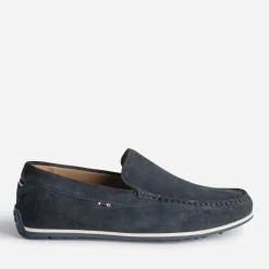 Mocassin marine en cuir velours