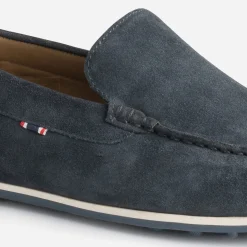 Mocassin marine en cuir velours