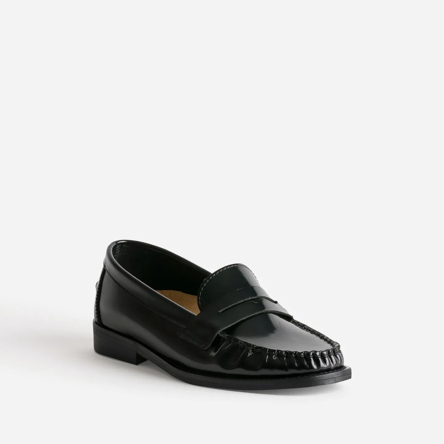 Mocassin noir cuir glacé