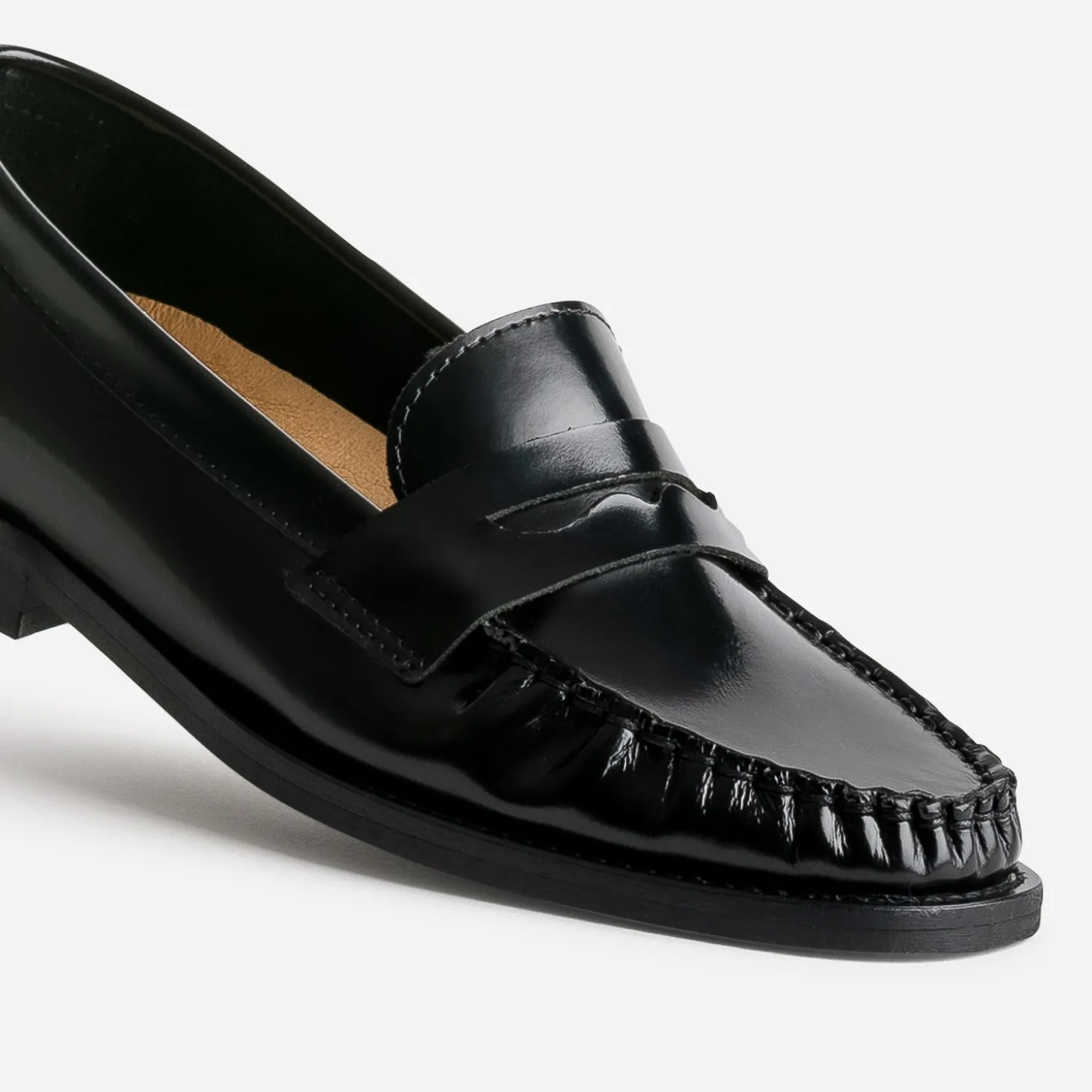 Mocassin noir cuir glacé