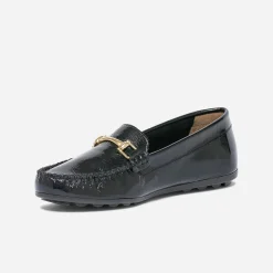 Mocassin noir en cuir verni