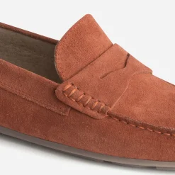 Mocassin rouge orangé éco-conçu en cuir velours