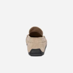 Mocassin taupe en cuir velours