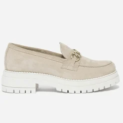 Mocassin TEXTO beige cuir velours semelle épaisse