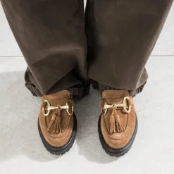 Mocassin TEXTO camel cuir velours