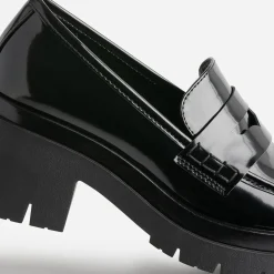 Mocassin TEXTO noir à talon cranté