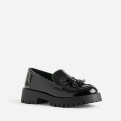 Mocassin TEXTO noir avec pampille semelle crantée