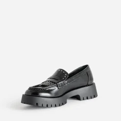 Mocassin TEXTO noir cranté décor clous