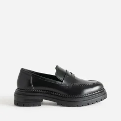 Mocassin TEXTO noir cuir semelle crantée