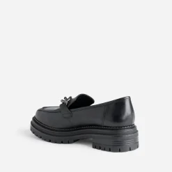 Mocassin TEXTO noir en cuir à semelle crantée