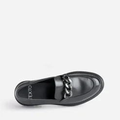 Mocassin TEXTO noir en cuir à semelle crantée