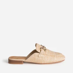Mocassin-mule beige tressé