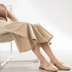 Mocassin-mule beige tressé