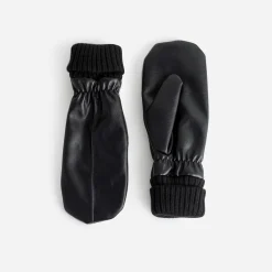 Moufles noires avec bords-côtes