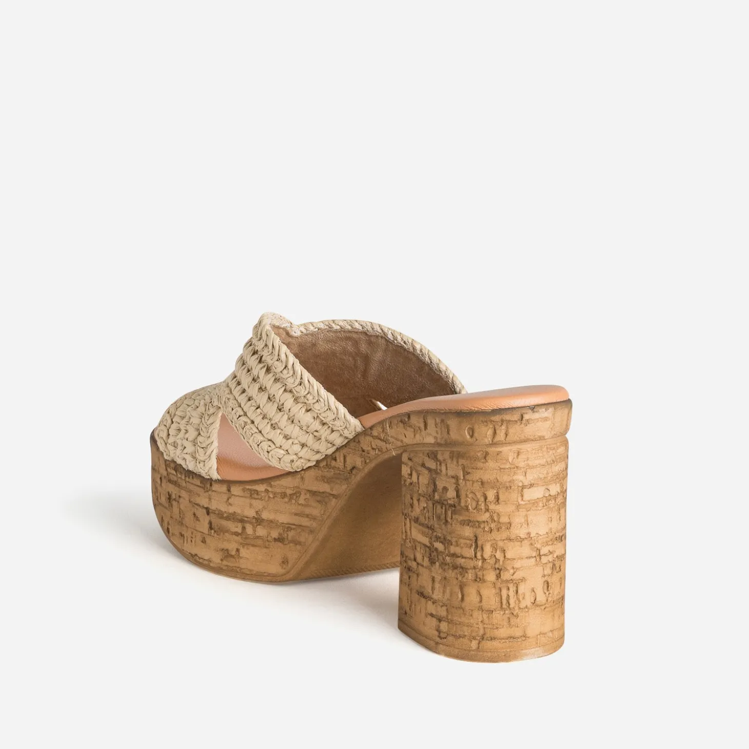 Mule à talon TEXTO beige tressée