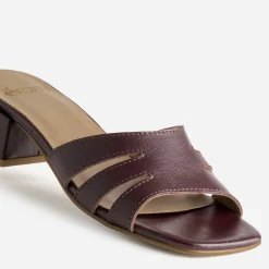 Mule à talon bordeaux cuir