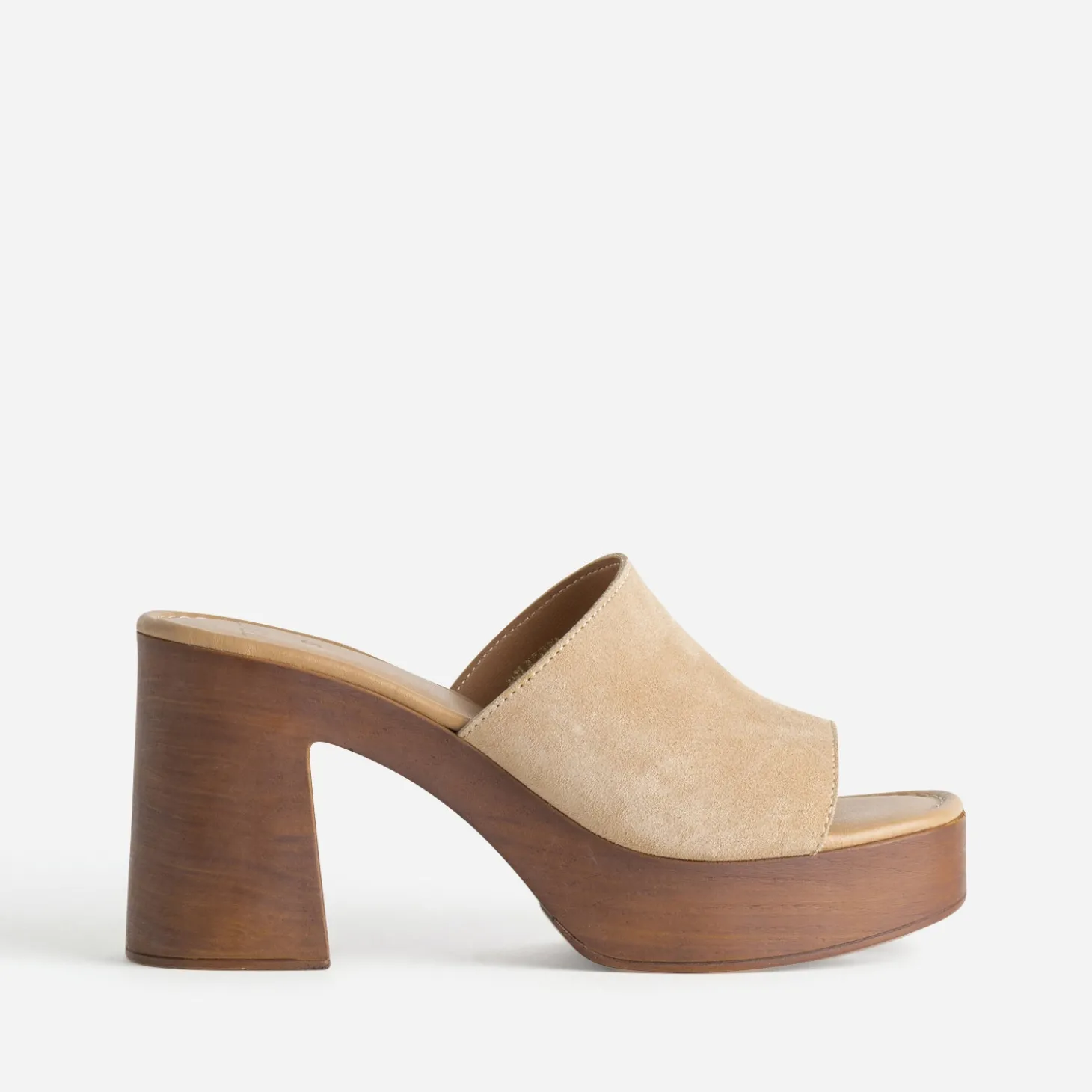 Mule à talon TEXTO beige cuir velours