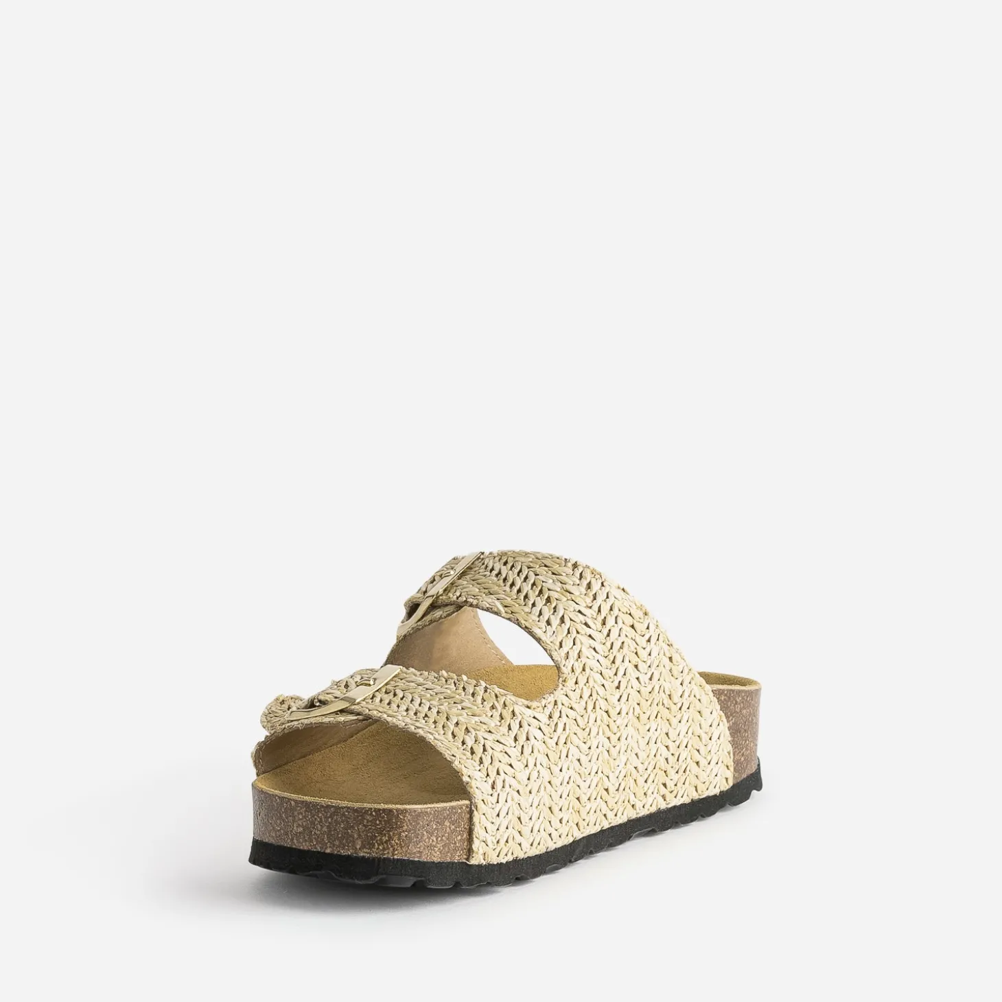 Mule anatomique beige effet raphia plateforme