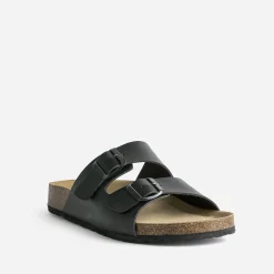 Mule anatomique noir en cuir