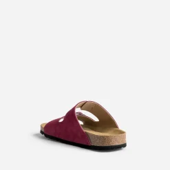 Mule anatomique prune en cuir velours