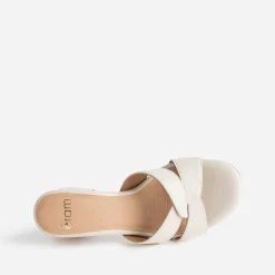 Mule beige à brides croisées