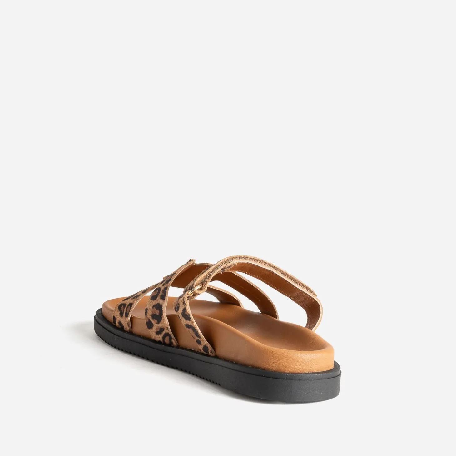 Mule beige cuir à motif léopard