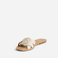 Mule beige larges brides tressées