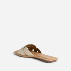 Mule beige larges brides tressées