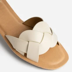 Mule beige larges brides tressées