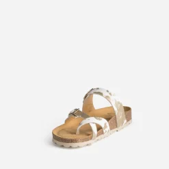 Mule blanche cuir effet poulain motif vache