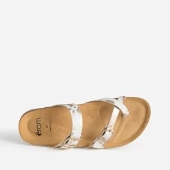 Mule blanche cuir effet poulain motif vache