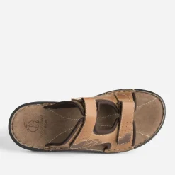 Mule camel éco-conçue en cuir à scratchs