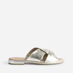 Mule CAPRICE dorée en cuir à brides croisées