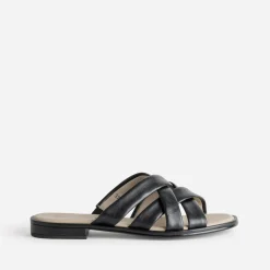 Mule CAPRICE noire cuir brides souples