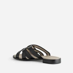 Mule CAPRICE noire cuir brides souples