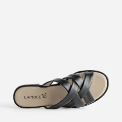 Mule CAPRICE noire cuir brides souples