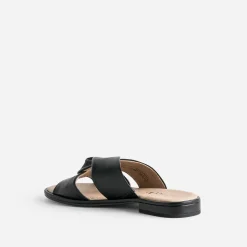 Mule CAPRICE noire en cuir à brides croisées