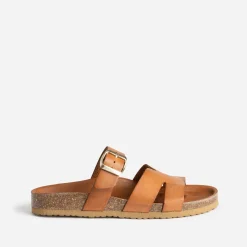 Mule cognac cuir double bride