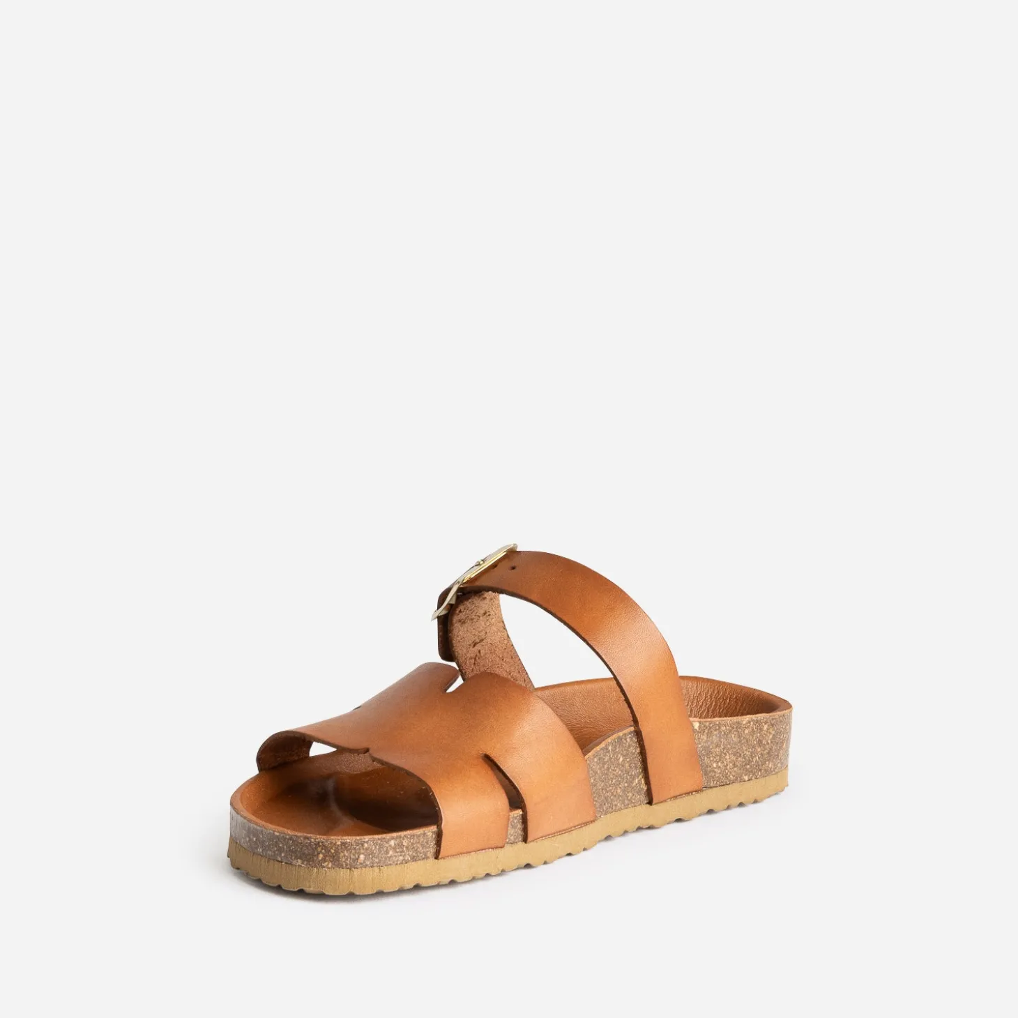 Mule cognac cuir double bride
