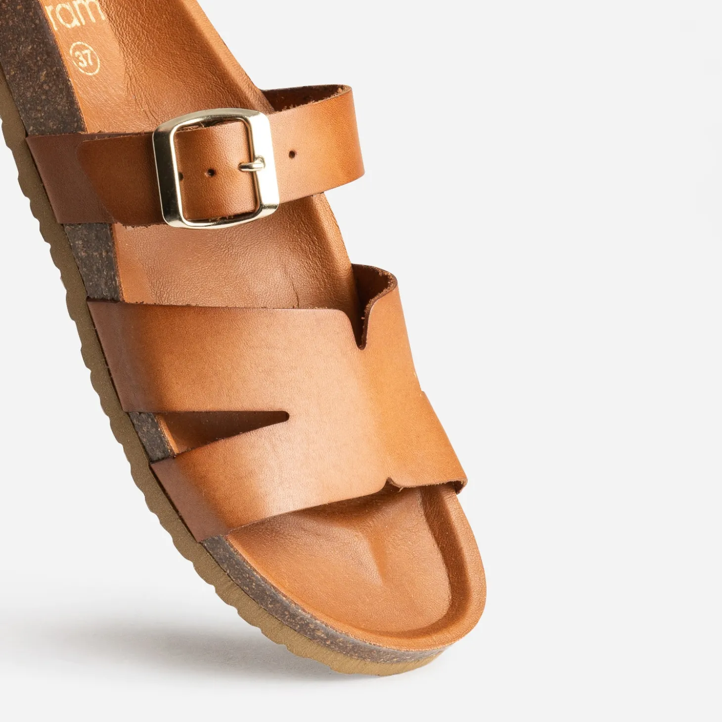 Mule cognac cuir double bride