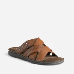 Mule confort cognac cuir