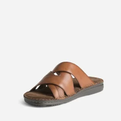 Mule confort cognac cuir
