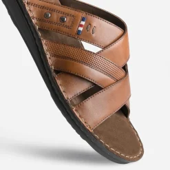 Mule confort cognac cuir