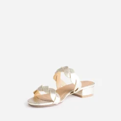 Mule dorée à brides entrelacées