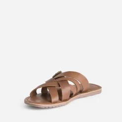 Mule marron cuir éco-conçu