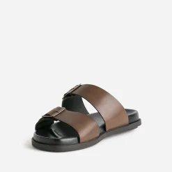 Mule marron en cuir